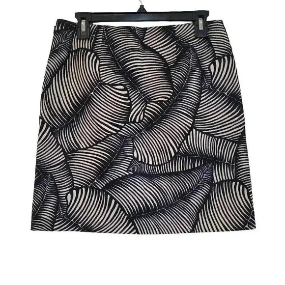 Ann Taylor Women's Navy & Cream Cotton/Spandex Palm Leaf Print Lined Mini Pencil - Picture 8 of 11